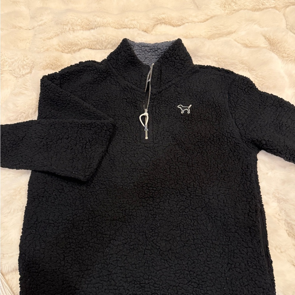 Victoria's Secret Black Sherpa Quarter-Zip Hoodie